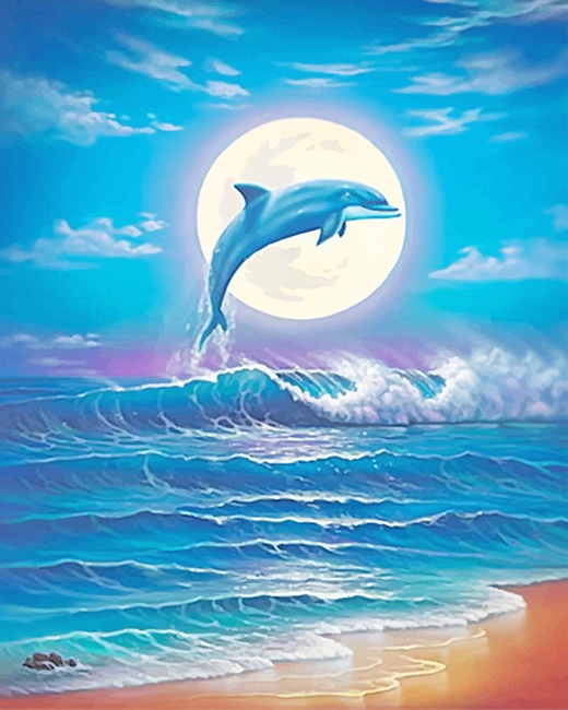 Dolphin On Waves - Paint By Number - Painting By Numbers